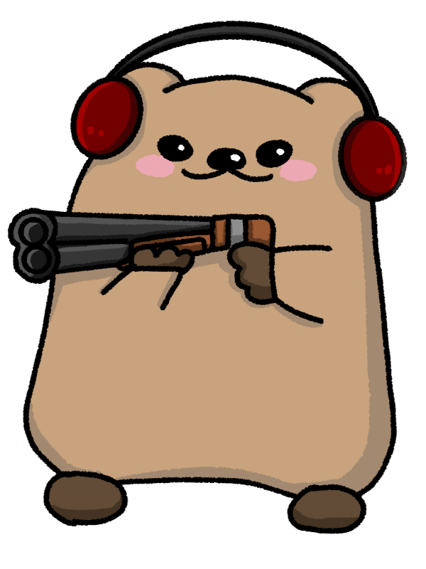 耳あてをして猟銃を構えるクォッカ